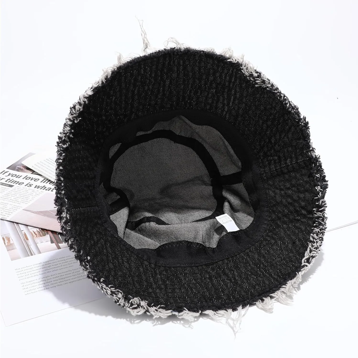 Denim Bucket Hat for Women Men Large Summer Cap for Beach Travel Fishing