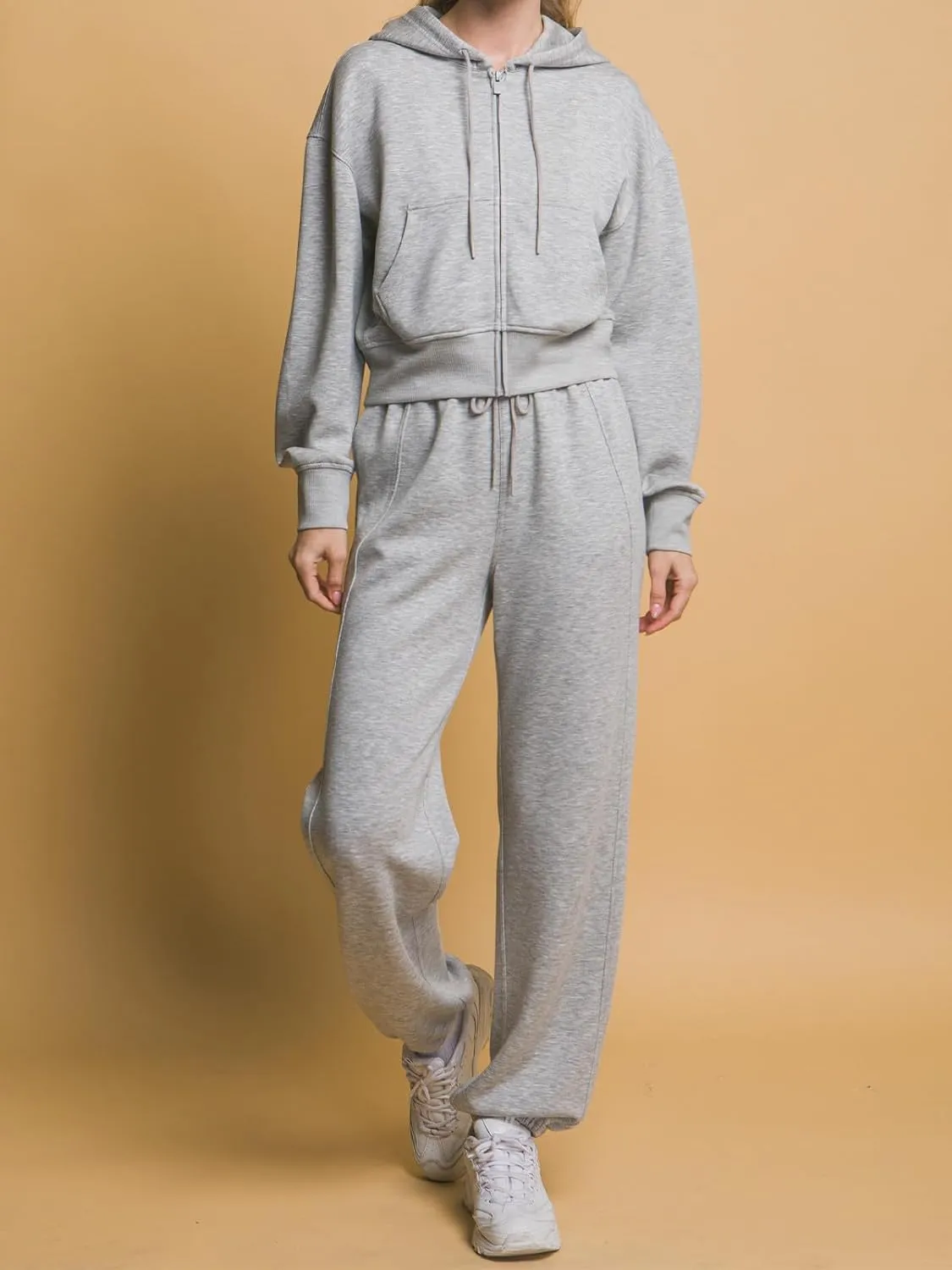 Design by Olivia Women's Zip Up Hoodies Cropped Sweatshirts Fleece Jackets Fall Outfits Casual Hooded Tops Winter Clothes