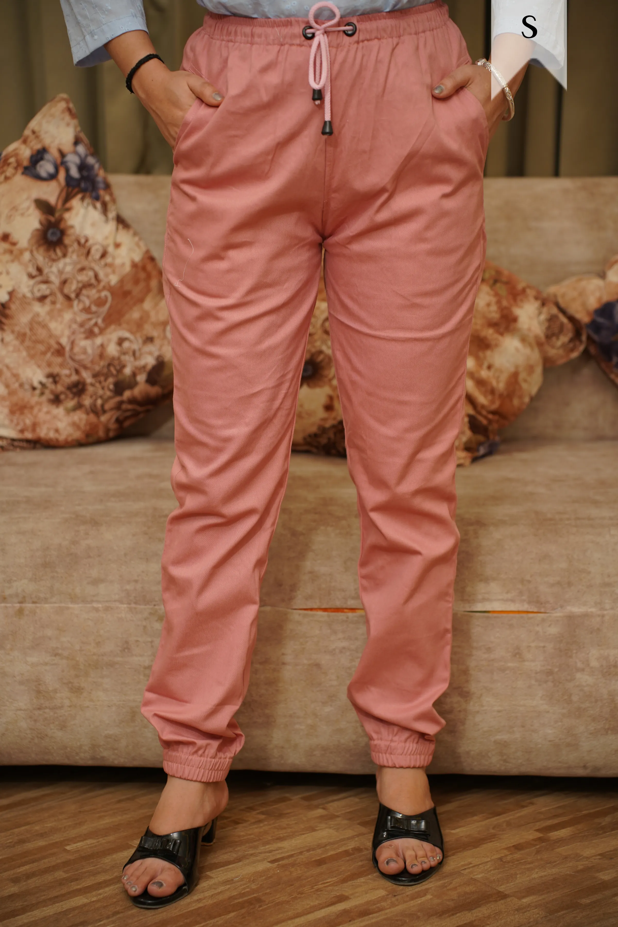 Dusty Rose Cotton Cargo Pants