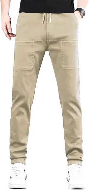 evzosrz Mens Summer Cargo Pants, Straight High Stretch Solid Waterproof High Stretch Comfy Casual Trousers with Multi-Pockets