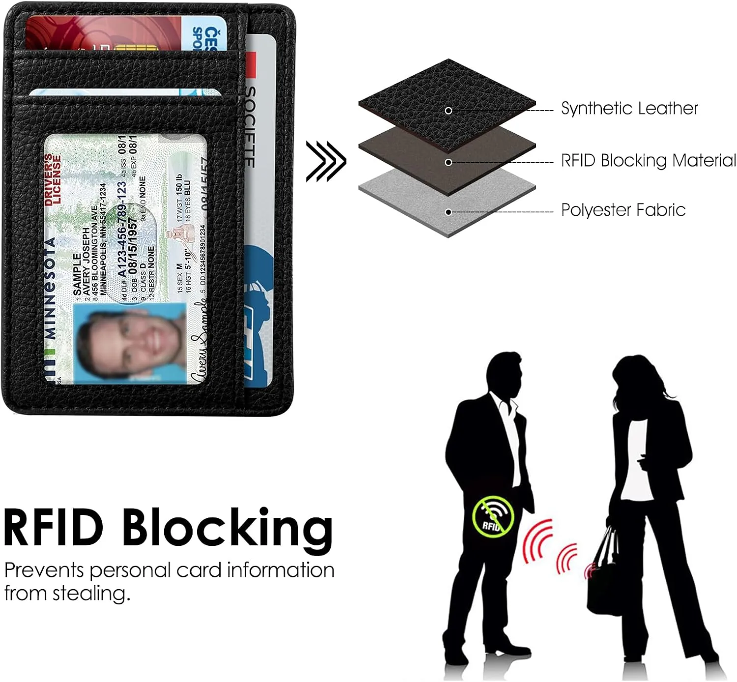 Fintie Slim Minimalist Front Pocket Wallet, RFID Blocking Credit Card Holder Card Cases with ID Window for Men Women (Black)