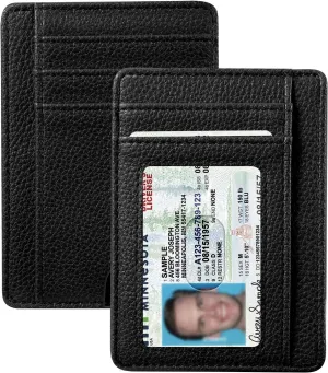 Fintie Slim Minimalist Front Pocket Wallet, RFID Blocking Credit Card Holder Card Cases with ID Window for Men Women (Black)