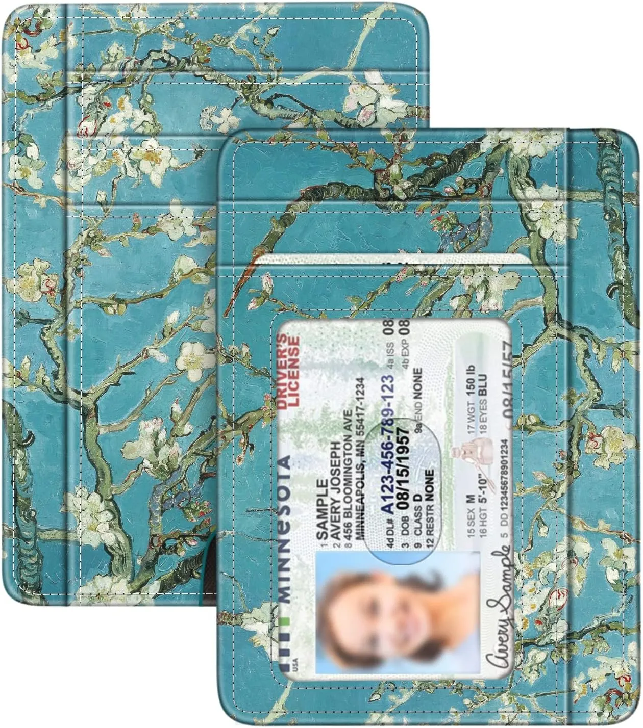 Fintie Slim Minimalist Front Pocket Wallet, RFID Blocking Credit Card Holder Card Cases with ID Window for Men Women (Blossom)