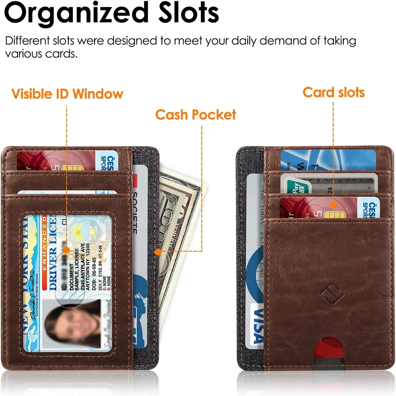 Fintie Slim Minimalist Front Pocket Wallet, RFID Blocking Credit Card Holder Card Cases with ID Window for Men Women (Brown)