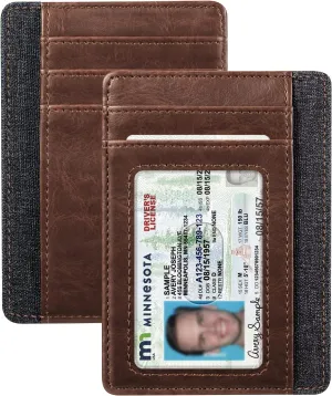 Fintie Slim Minimalist Front Pocket Wallet, RFID Blocking Credit Card Holder Card Cases with ID Window for Men Women (Brown)