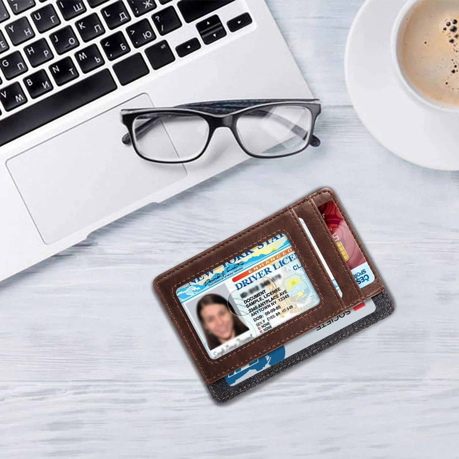 Fintie Slim Minimalist Front Pocket Wallet, RFID Blocking Credit Card Holder Card Cases with ID Window for Men Women (Brown)