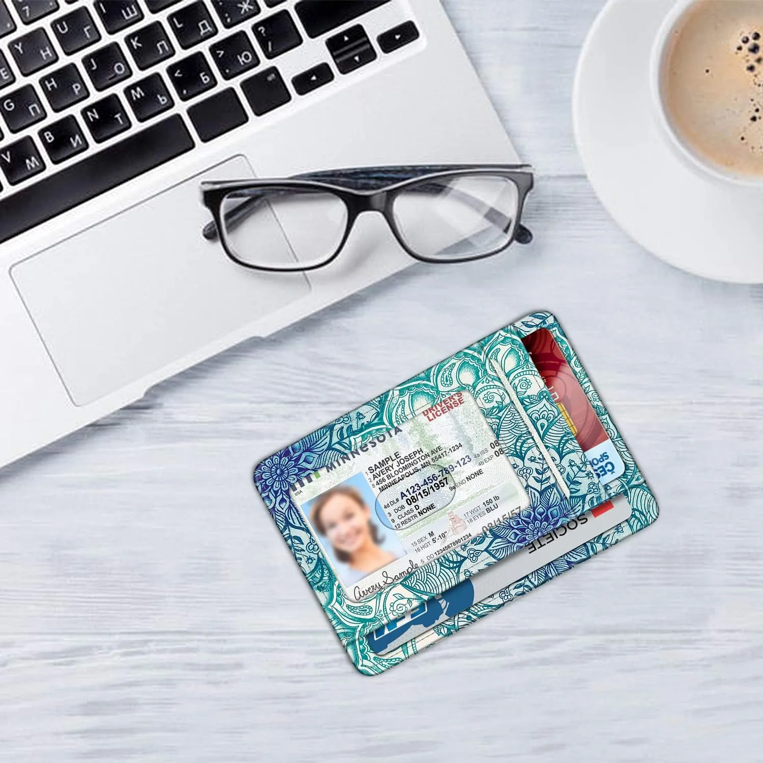 Fintie Slim Minimalist Front Pocket Wallet, RFID Blocking Credit Card Holder Card Cases with ID Window for Men Women (Emerald Illusions)
