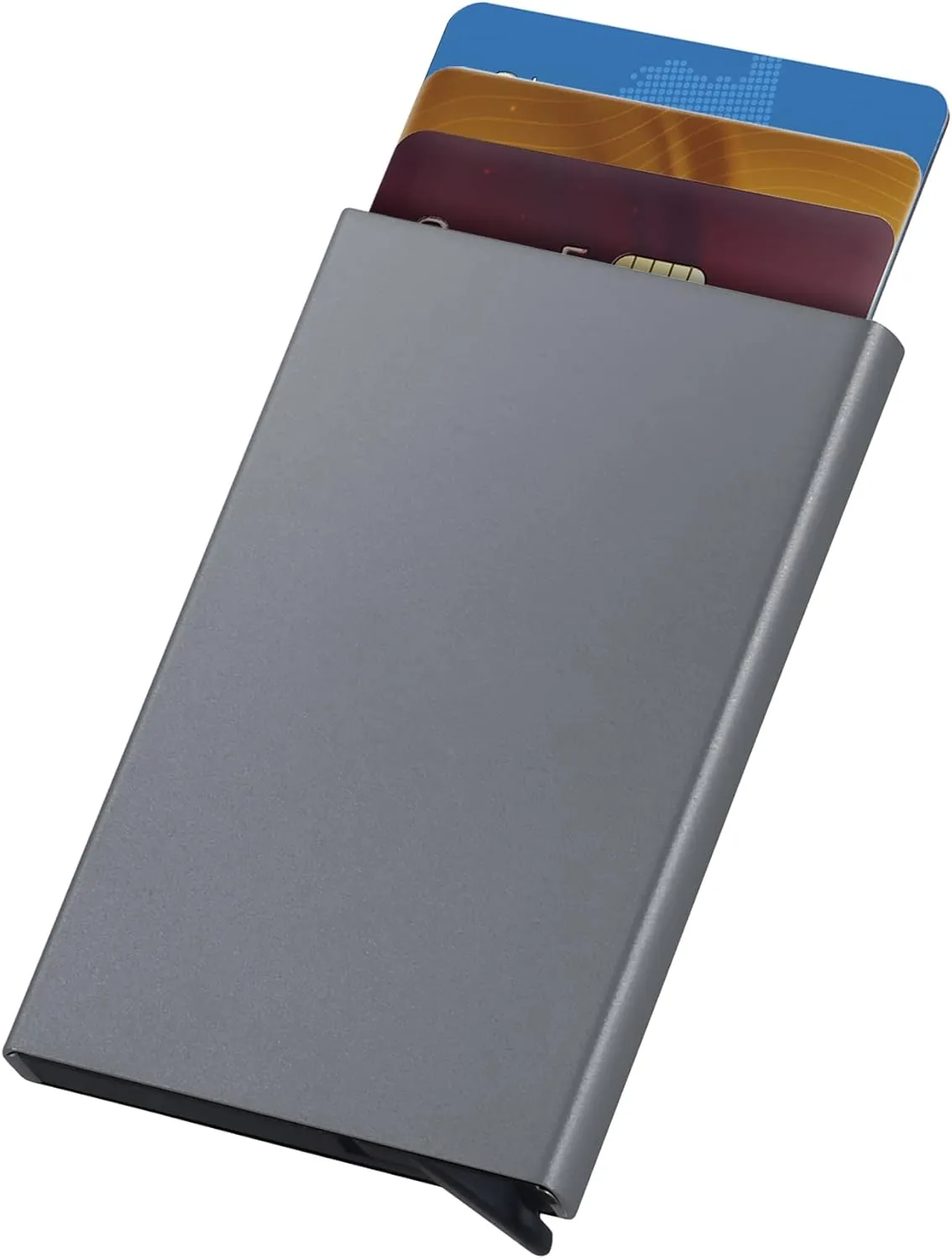 for Credit Card Holder Card Wallet RFID Blocking Brushed Stainless Steel Bank ID Card Holder Case Box Pocket Purse for Men Women (grey)