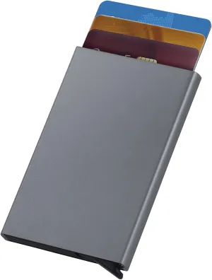 for Credit Card Holder Card Wallet RFID Blocking Brushed Stainless Steel Bank ID Card Holder Case Box Pocket Purse for Men Women (grey)