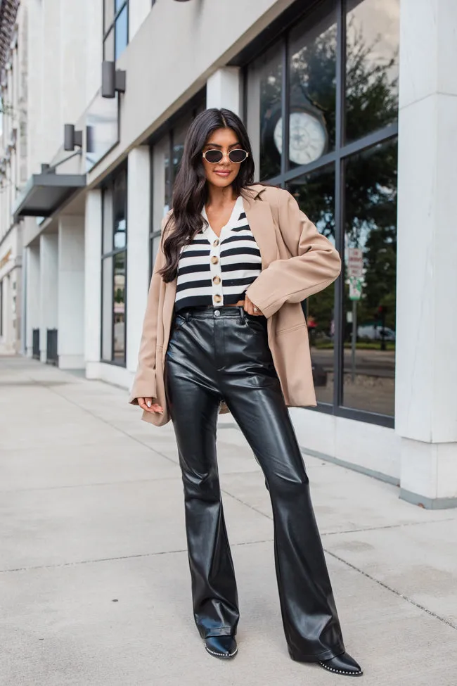 Forevermore Black Faux Leather Flare Pants FINAL SALE