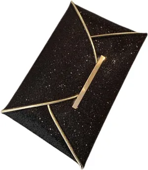 GALPADA Black Clutch Purse for Women Shoulder Bag Evening Purse Small Handbag Black Evening Formal Clutch Minimalist Design
