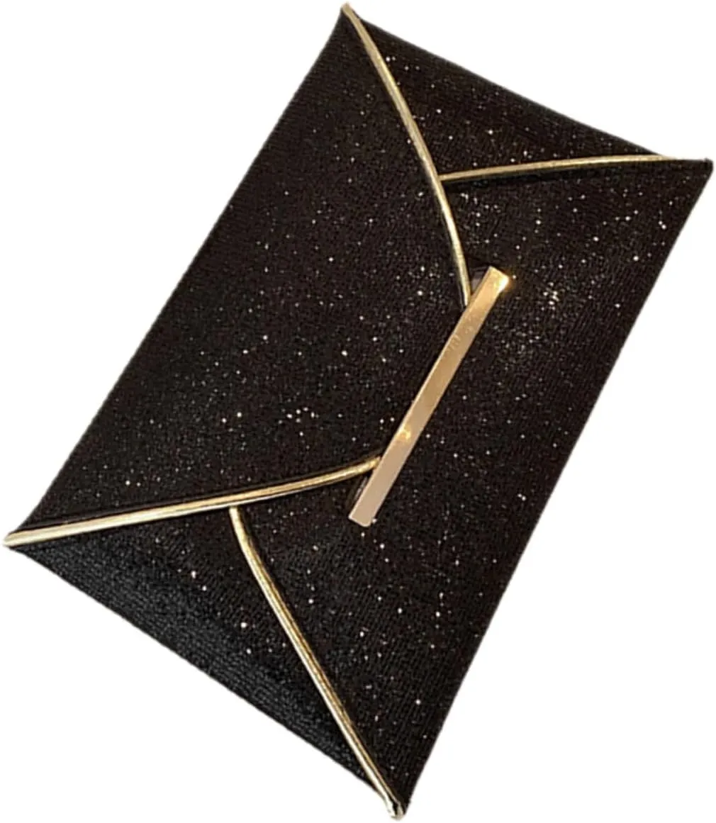 GALPADA Black Clutch Purse for Women Shoulder Bag Evening Purse Small Handbag Black Evening Formal Clutch Minimalist Design