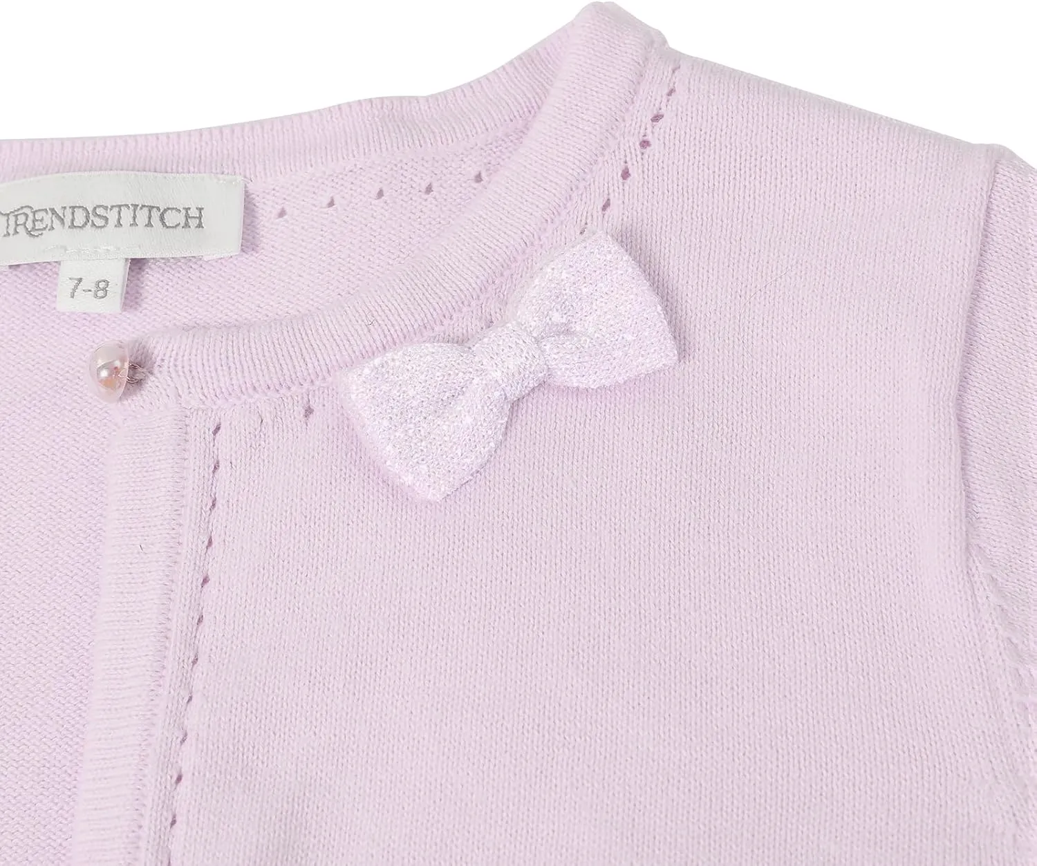 Girls' Cropped Long Sleeve Knitted Bolero Cardigan with Bowknot Button Closure - Kids' Shrug Sweater Jacket Outwear