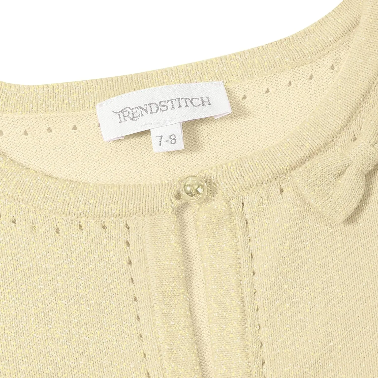 Girls' Cropped Long Sleeve Knitted Bolero Cardigan with Bowknot Button Closure - Kids' Shrug Sweater Jacket Outwear