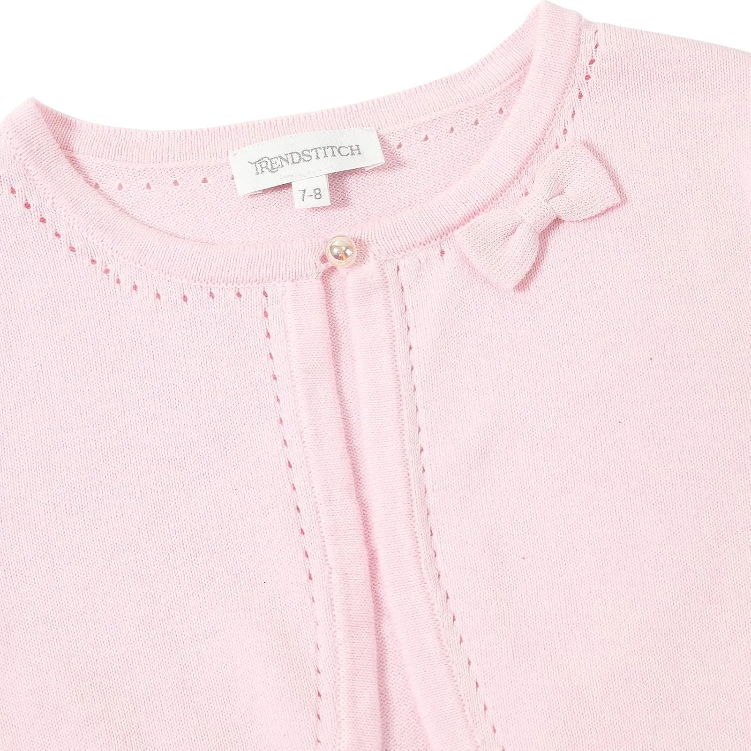 Girls' Cropped Long Sleeve Knitted Bolero Cardigan with Bowknot Button Closure - Kids' Shrug Sweater Jacket Outwear