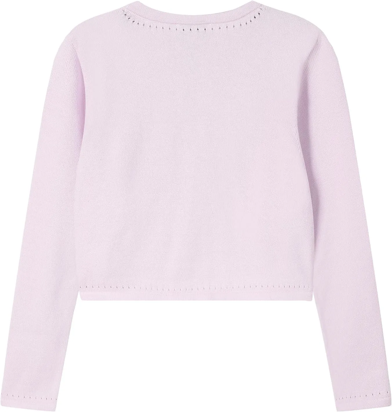 Girls' Cropped Long Sleeve Knitted Bolero Cardigan with Bowknot Button Closure - Kids' Shrug Sweater Jacket Outwear