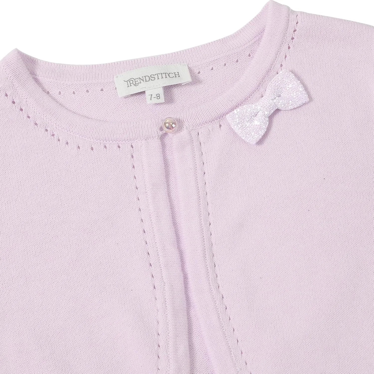 Girls' Cropped Long Sleeve Knitted Bolero Cardigan with Bowknot Button Closure - Kids' Shrug Sweater Jacket Outwear