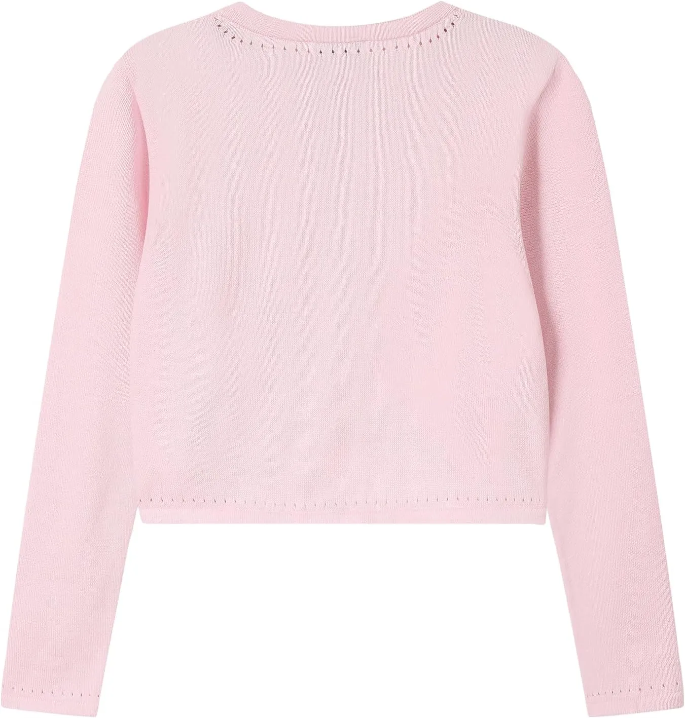 Girls' Cropped Long Sleeve Knitted Bolero Cardigan with Bowknot Button Closure - Kids' Shrug Sweater Jacket Outwear