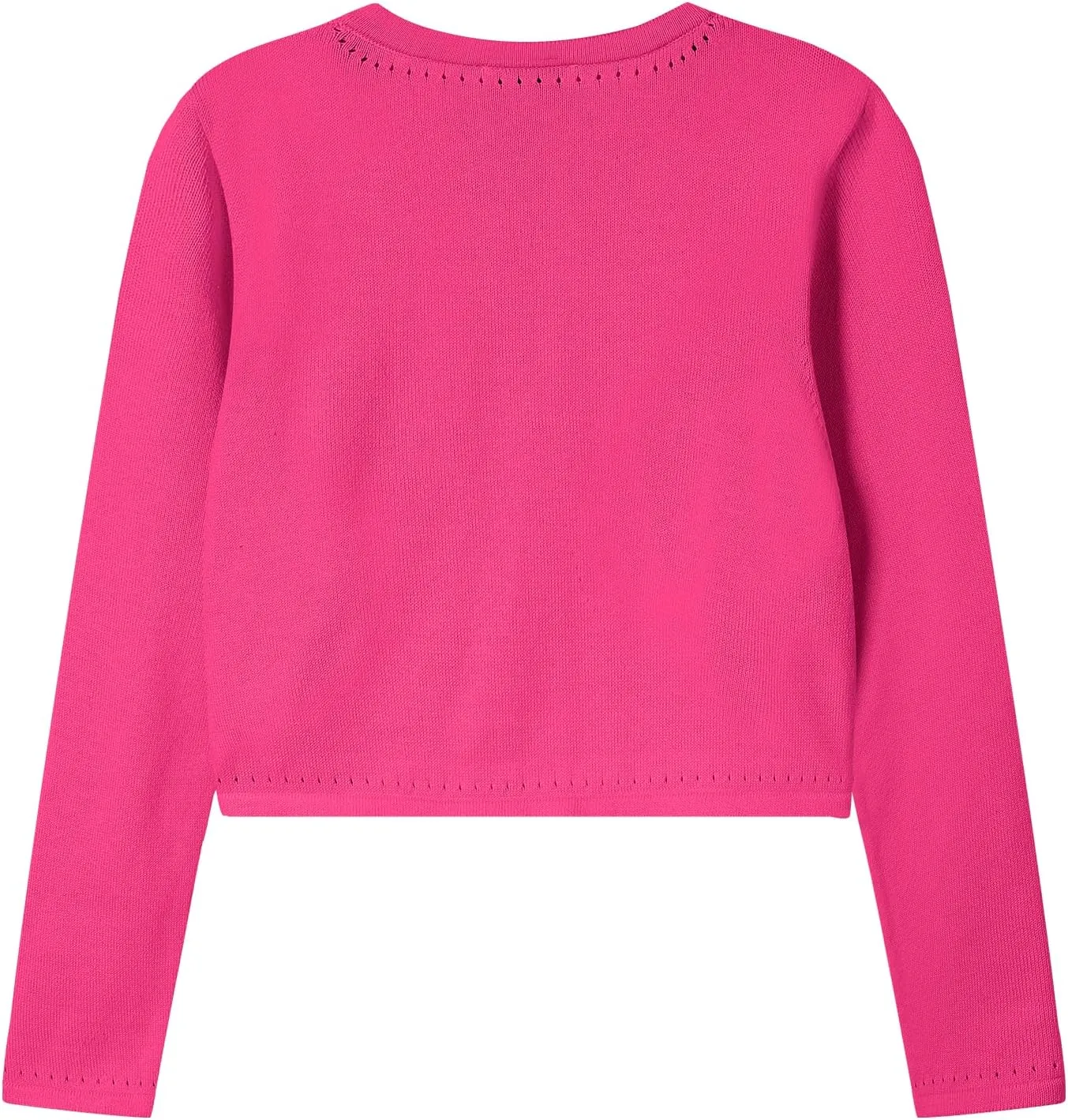 Girls' Cropped Long Sleeve Knitted Bolero Cardigan with Bowknot Button Closure - Kids' Shrug Sweater Jacket Outwear