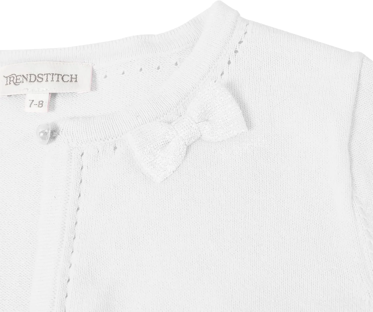 Girls' Cropped Long Sleeve Knitted Bolero Cardigan with Bowknot Button Closure - Kids' Shrug Sweater Jacket Outwear