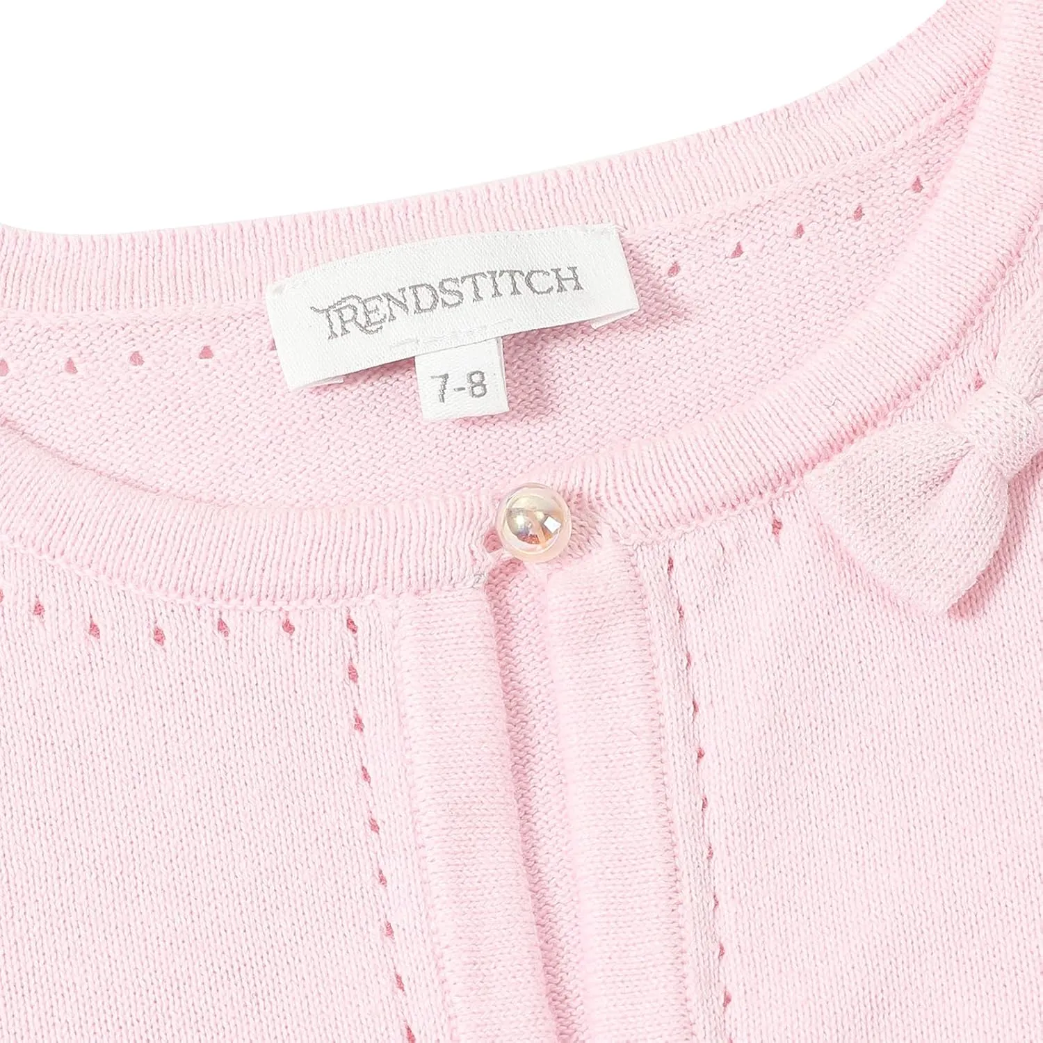 Girls' Cropped Long Sleeve Knitted Bolero Cardigan with Bowknot Button Closure - Kids' Shrug Sweater Jacket Outwear