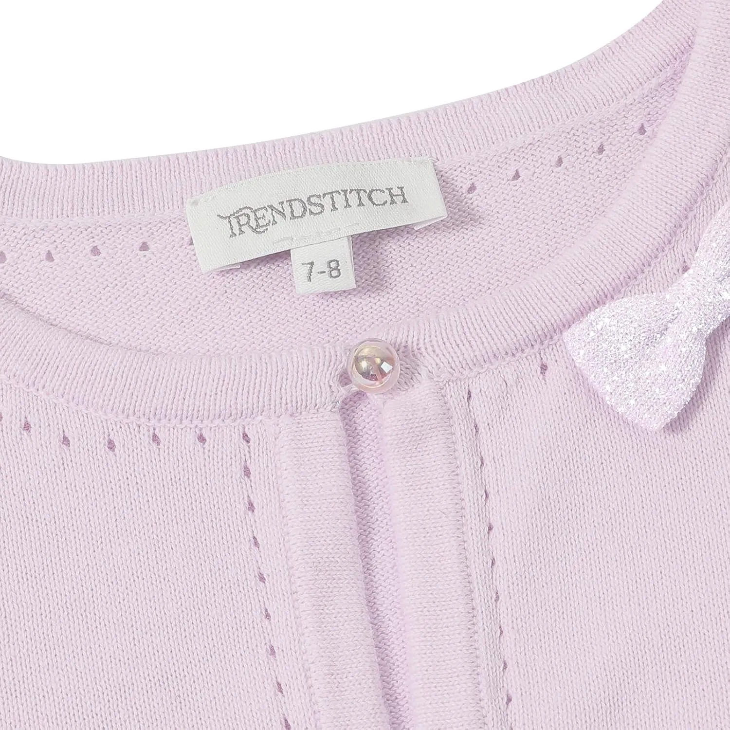Girls' Cropped Long Sleeve Knitted Bolero Cardigan with Bowknot Button Closure - Kids' Shrug Sweater Jacket Outwear