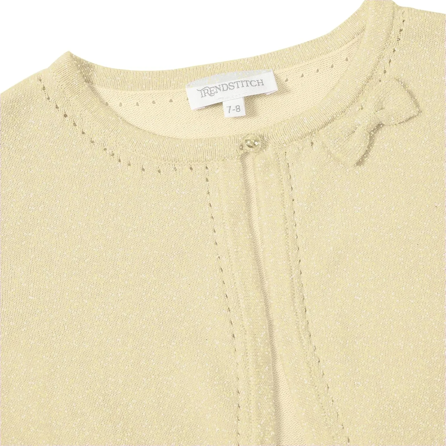 Girls' Cropped Long Sleeve Knitted Bolero Cardigan with Bowknot Button Closure - Kids' Shrug Sweater Jacket Outwear