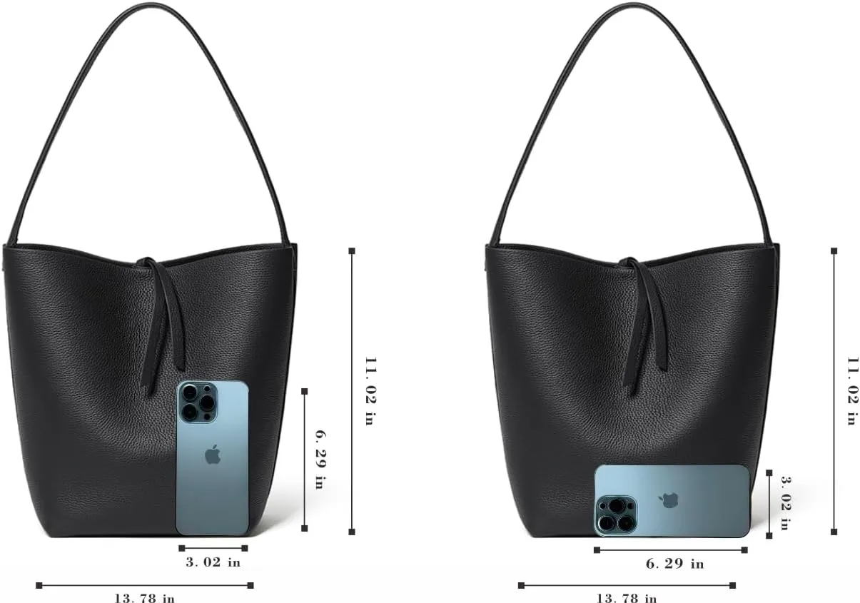 Handcrafted Leather Bucket Bag, First Layer Pebble-grained Carfskin