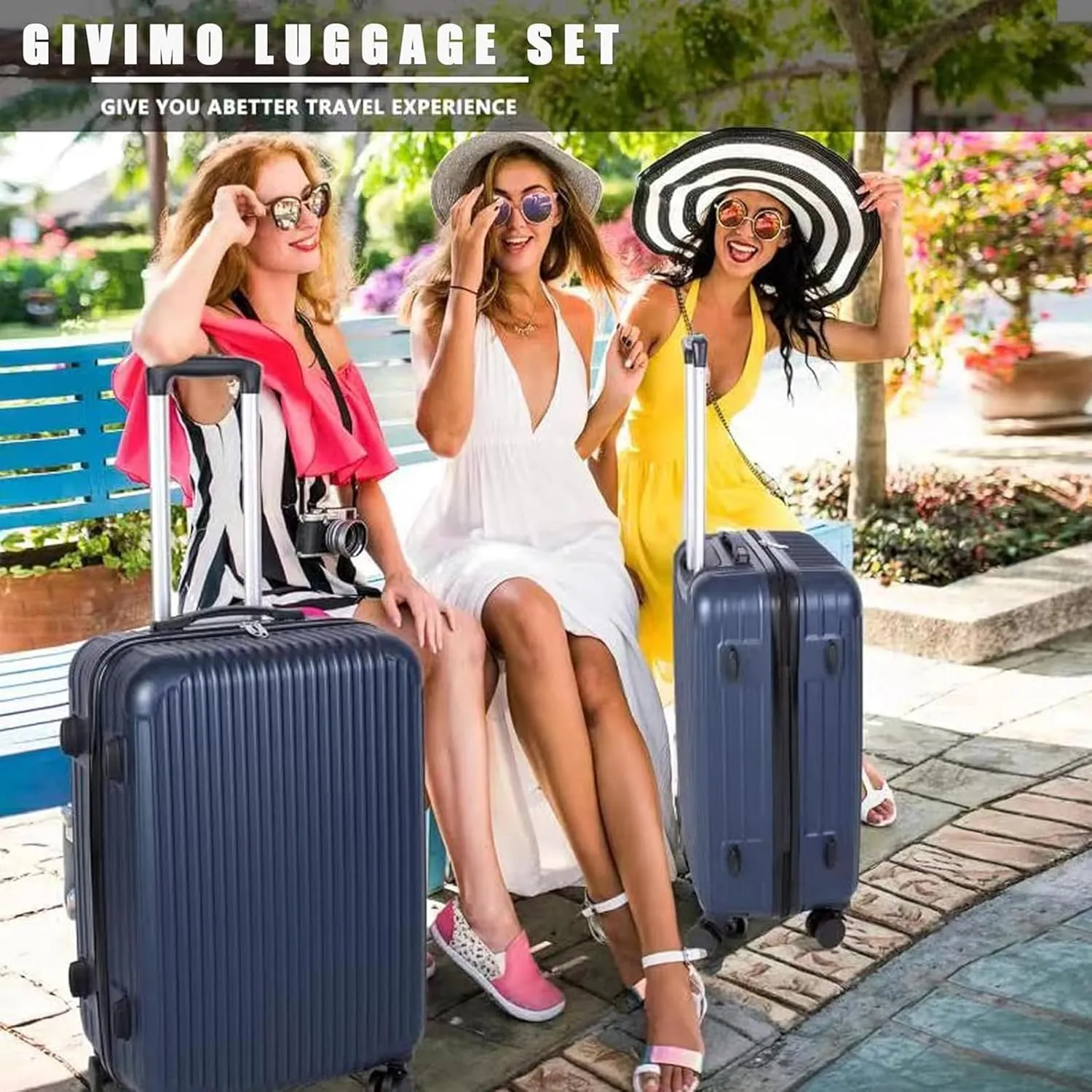Hardshell Luggage 3-Piece Set with TSA Lock | 20" 24" 28" Spinner Suitcases | ABS PC Lightweight Durable Luggage Set for Women & Men, Silent 360 Wheels, Water-Resistant Travel Luggage (Blue)