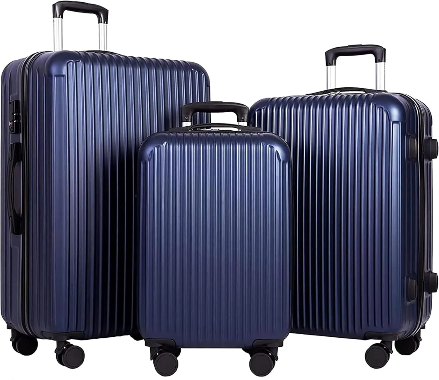 Hardshell Luggage 3-Piece Set with TSA Lock | 20" 24" 28" Spinner Suitcases | ABS PC Lightweight Durable Luggage Set for Women & Men, Silent 360 Wheels, Water-Resistant Travel Luggage (Blue)