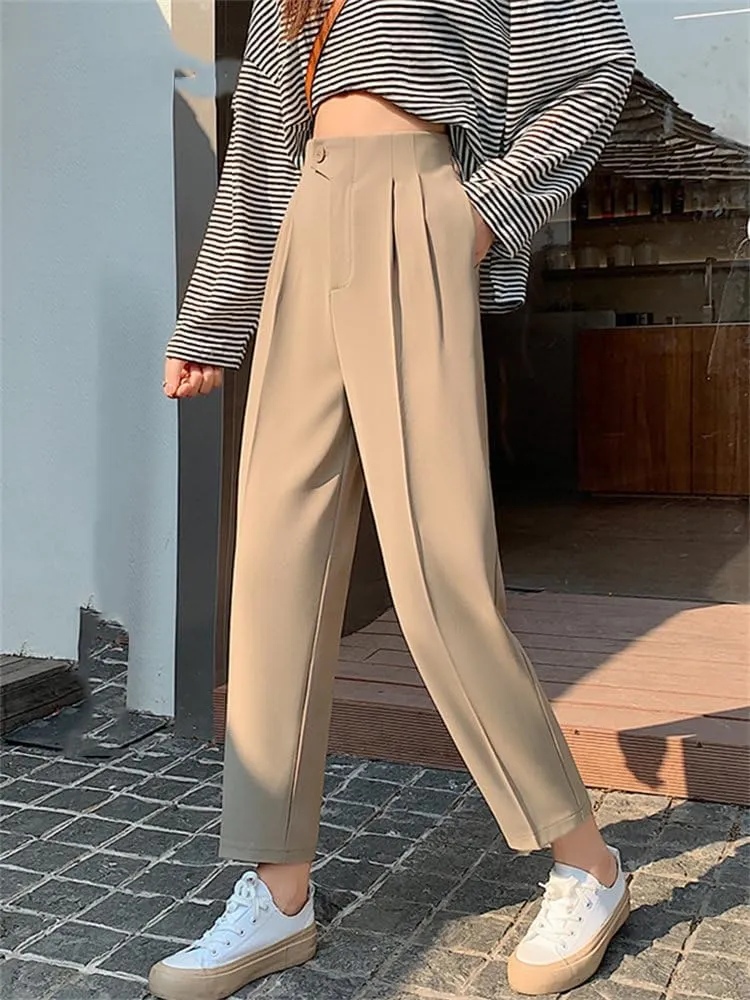 High Waisted Pants Women Fashion High Waisted Harem Pants Office Casual Ankle Length Suits Pants