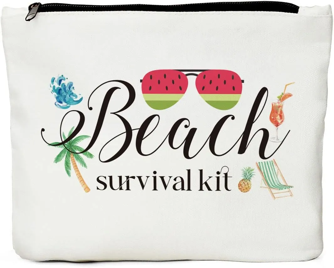 JIUWEIHU Beach Bags, Sunscreen Bag, Beach Kit, Beach Survival Kit, Waterproof Wictoria Secret Makeup Bag, Beach Gifts for Women, Small