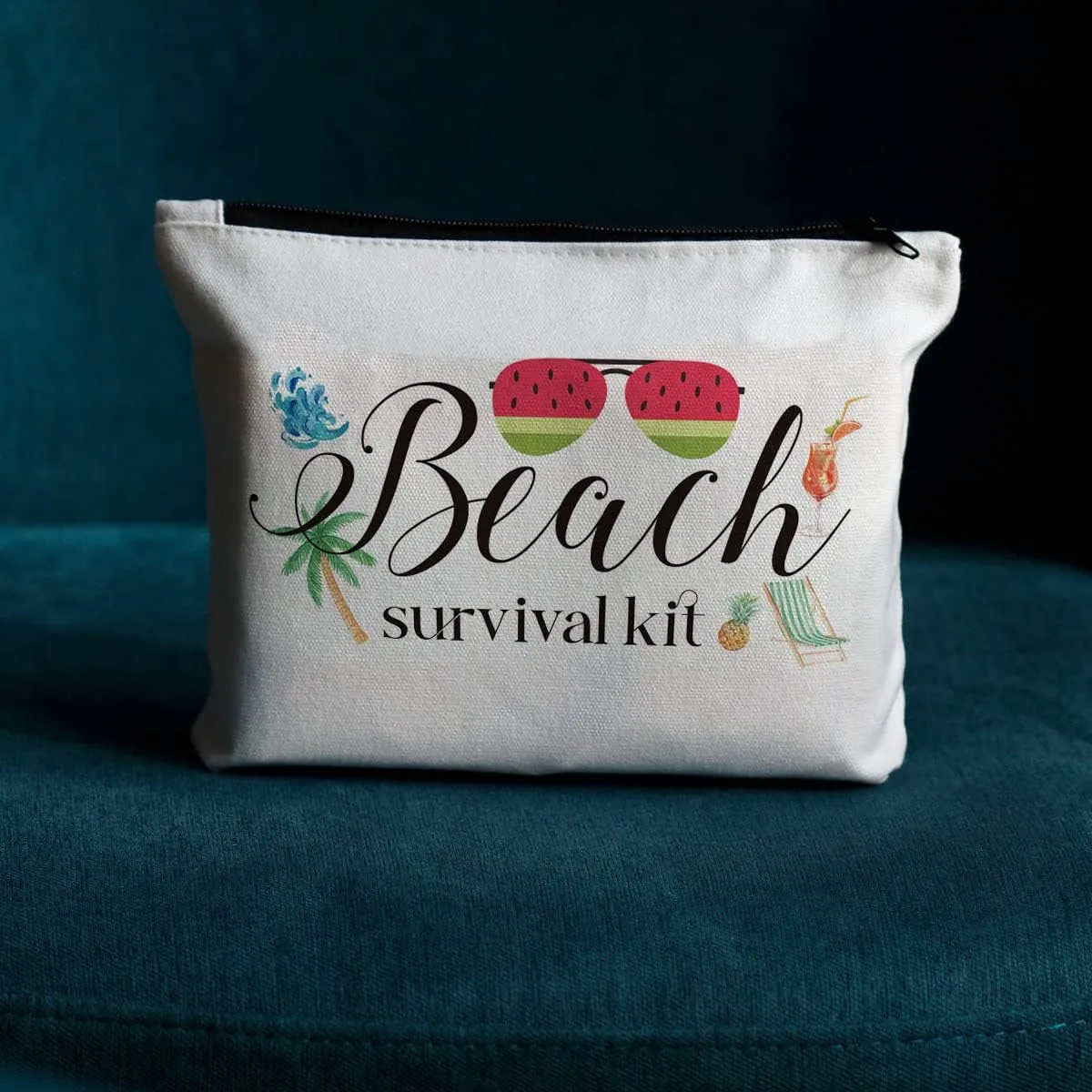 JIUWEIHU Beach Bags, Sunscreen Bag, Beach Kit, Beach Survival Kit, Waterproof Wictoria Secret Makeup Bag, Beach Gifts for Women, Small