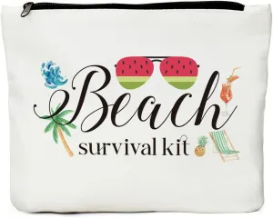 JIUWEIHU Beach Bags, Sunscreen Bag, Beach Kit, Beach Survival Kit, Waterproof Wictoria Secret Makeup Bag, Beach Gifts for Women, Small