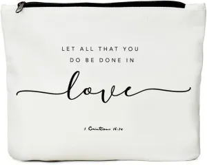 JIUWEIHU Christian Gifts for Women, Religious Gifts for Women-You Do Be Done in Love 1 Corinthians 16:14 - Inspirational Quote Bag, Religious Faith Decor Christian Quote Bible Scripture Makeup Bag