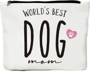 JIUWEIHU Dog Mom Gifts for Women - White Letter Print Cosmetic Bag - Travel Makeup Bag - Zipper Closure
