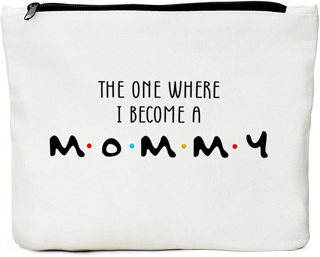 JIUWEIHU Pregnancy Gifts for First Time Moms, Pregnancy Announcement, New Mom Gifts for Women, Gift Idea for First Time Mom, Mommy, Baby Shower Gifts, Mom to Be Makeup Bag-Become a Mommy