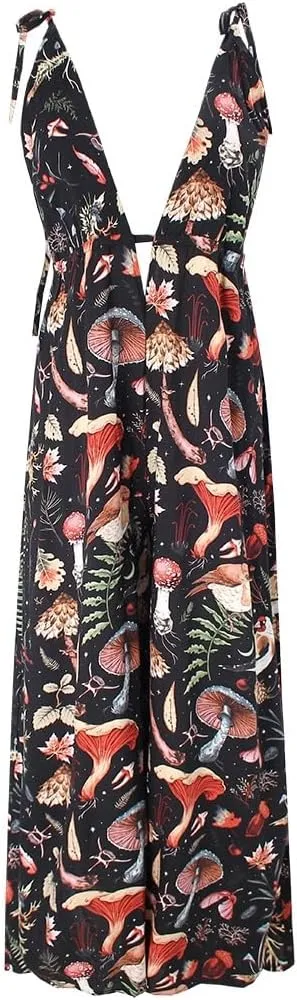 Jumpsuits for Women V Neck Sleeveless Womens Casual Dressy Backless Tie Halters Summer Outfits Wide Leg Romper