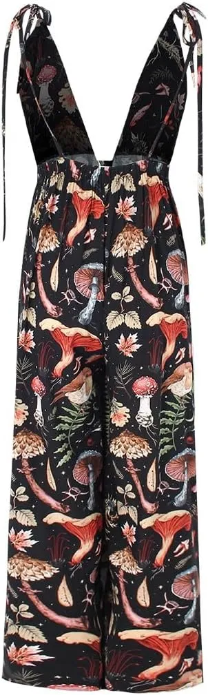 Jumpsuits for Women V Neck Sleeveless Womens Casual Dressy Backless Tie Halters Summer Outfits Wide Leg Romper