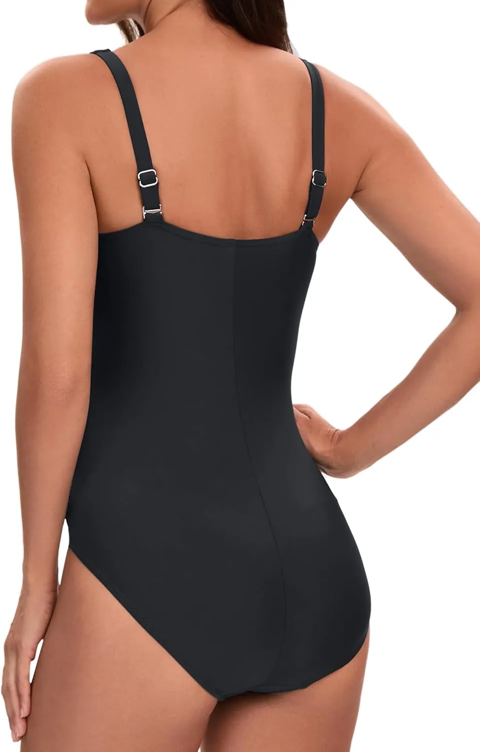 KI LAPHEE V Neck Women's Swimsuit: One-Piece Bathing Suit for Women with Fashionable Front Neckline Design and Tummy Control