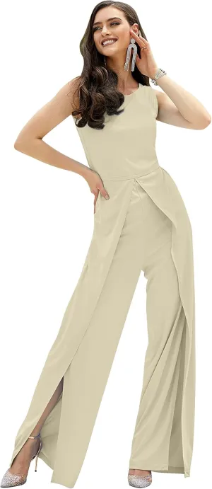 KOH KOH Womens Sleeveless Cocktail Wide Leg One Piece Jumpsuit Romper Playsuit