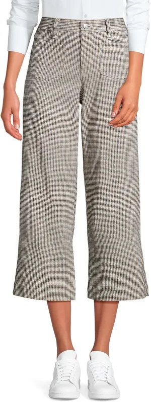 Lands' End Women's Printed Twill High Rise 5 Pocket Wide Leg Crop Pants
