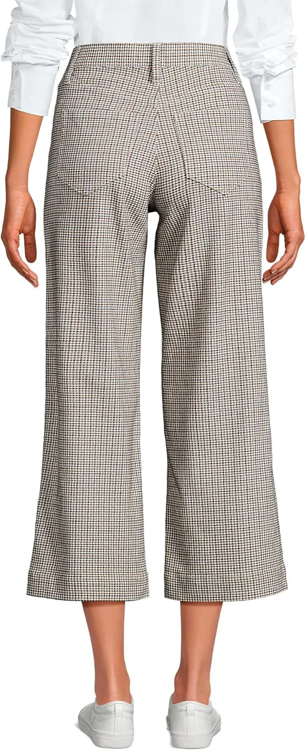 Lands' End Women's Printed Twill High Rise 5 Pocket Wide Leg Crop Pants