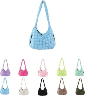 Large Quilted Hobo Bag Bubble Crossbody Handbag Cloud Tote Shoulder Bag Casual Bag Gift for Women (Fuschia)