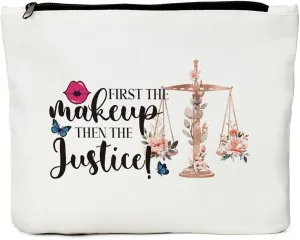 Lawyer Gifts for Women, Future Lawyer Gift, Christmas Birthday Gift Idea for Judge, Attorney, Student, Paralegal, Prosecutor - Graduation Gifts for Law School- First Makeup Then Justice - Makeup Bag