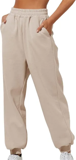 LCMTWX Oversized Fleece Joggers Sweatpants Winter Leisure Solid Color Hooded Sweater Pants with High Waisted Casual Sweat