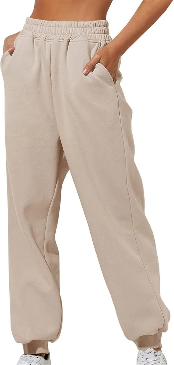 LCMTWX Oversized Fleece Joggers Sweatpants Winter Leisure Solid Color Hooded Sweater Pants with High Waisted Casual Sweat