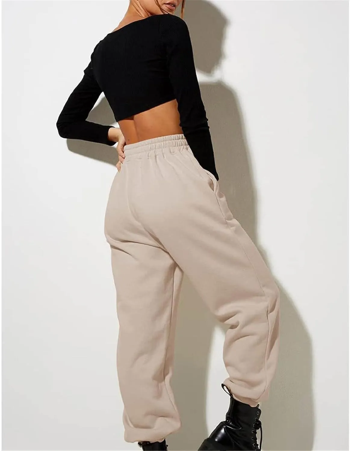 LCMTWX Oversized Fleece Joggers Sweatpants Winter Leisure Solid Color Hooded Sweater Pants with High Waisted Casual Sweat