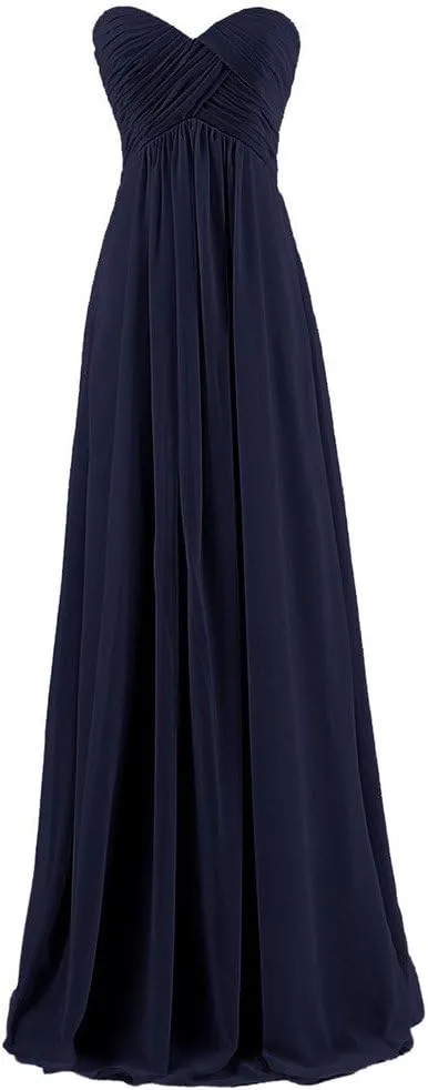 Lemai Sweetheart Pleats Long A Line Corset Formal Women Prom Bridesmaid Dresses
