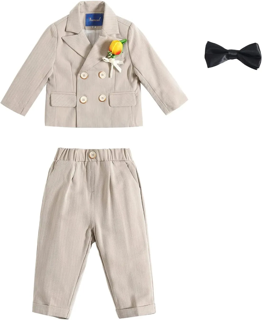 LOLANTA Boys Suits Set Wedding Ring Bearer Outfits Kids Tuxedos Blazer Suit Pant Bow tie, Birthday, Easter Clothes